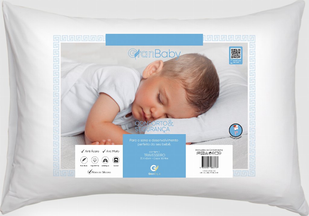 Travesseiro Infantil Antialérgico 30 x 45 cm Lavável Baby