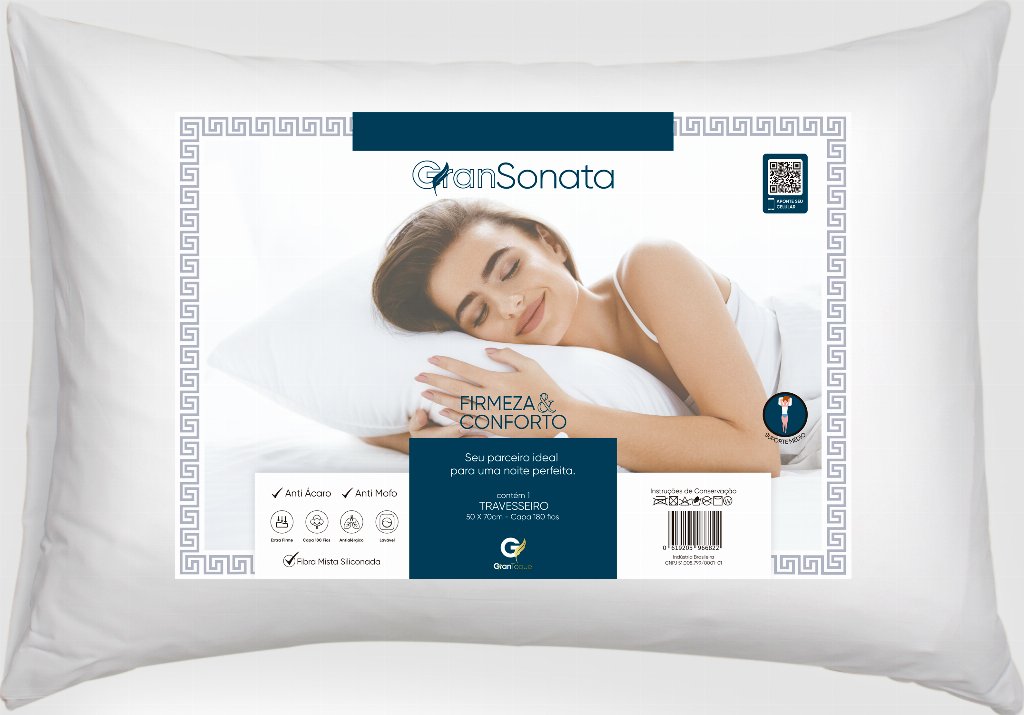 Travesseiro Antialérgico 50x70cm Suporte Médio - Sonata