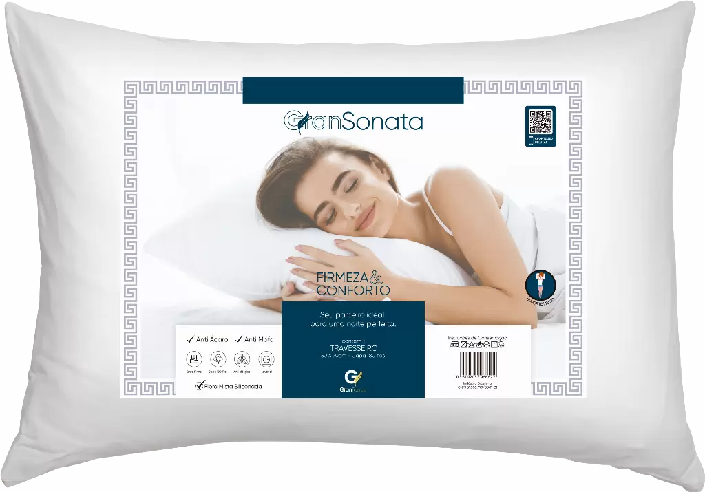 Travesseiro Antialérgico  50x70cm Suporte Médio - Sonata